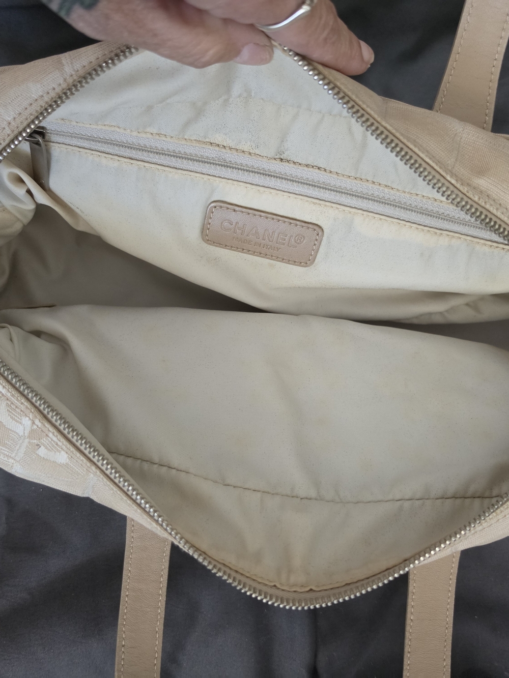 AUTHENTIC CHANEL Beige Top-Handle Satchel with Signature Monogram - Picture 7 of 8